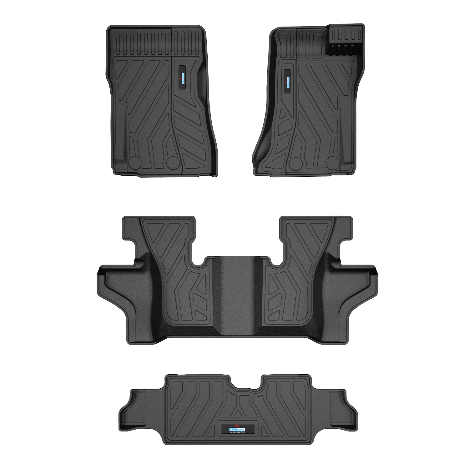 Uno Minda Lifetime 5D Car Mats 4 Piece (3 Row With Boot) For Mahindra Thar 2nd Gen Oct 2020 - Onwards  | Anti Slip | All Weather Mats | 100% Waterproof & Washable | Custom Fit UNO -MATS-THAR22-WBOOT